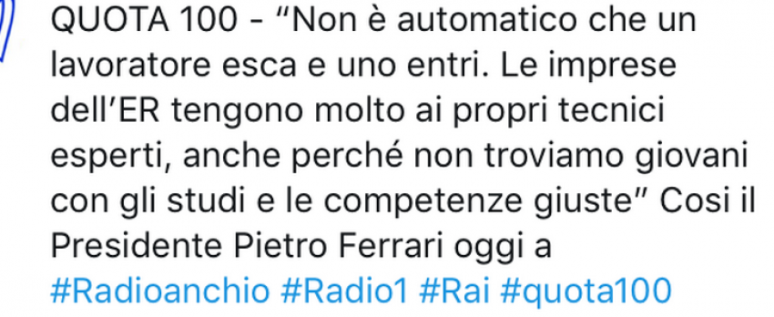 TWEET “QUOTA 100” – 17 GENNAIO 2019