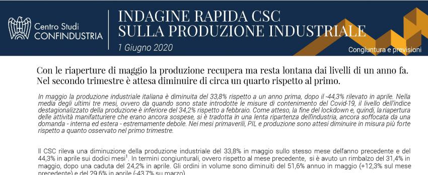 INDAGINE RAPIDA CSC SULLA PRODUZIONE INDUSTRIALE – 1 giugno 2020