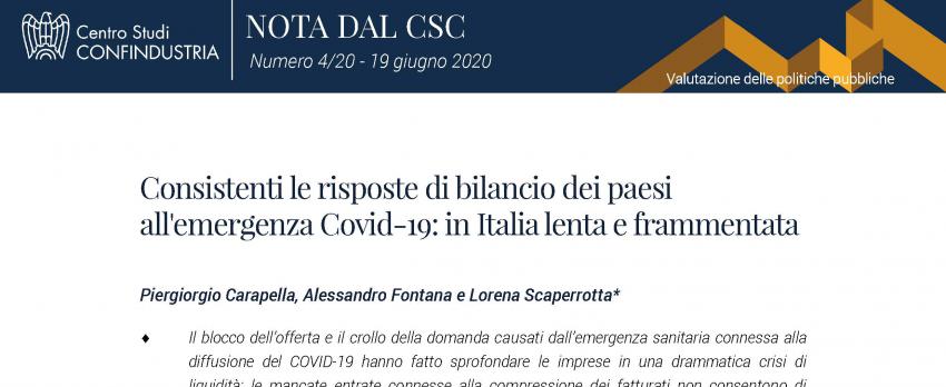 Nota CSC – Politiche di Bilancio durante l’emergenza Covid. Le risposte dei governi a confronto