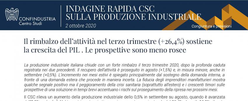 INDAGINE RAPIDA DEL CENTRO STUDI CONFINDUSTRIA |  2 ottobre 2020