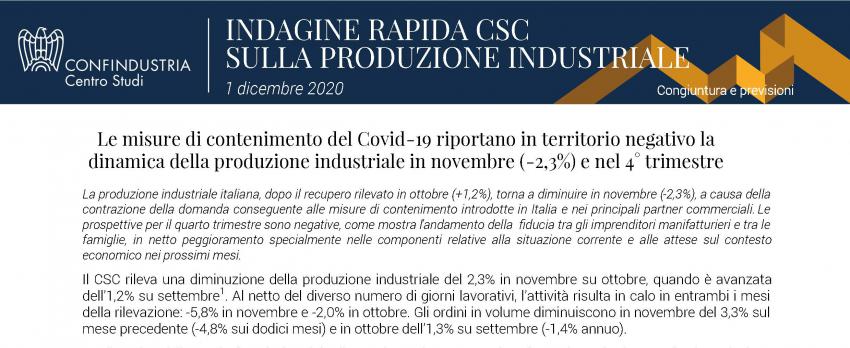 INDAGINE RAPIDA DEL CENTRO STUDI CONFINDUSTRIA | 1 dicembre 2020