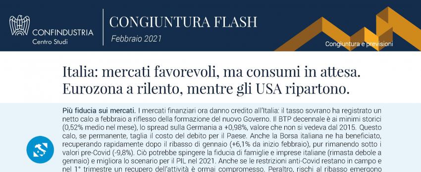 NOTA DEL CSC | ITALIA: MERCATI FAVOREVOLI MA CONSUMI IN ATTESA – 20 febbraio 2021