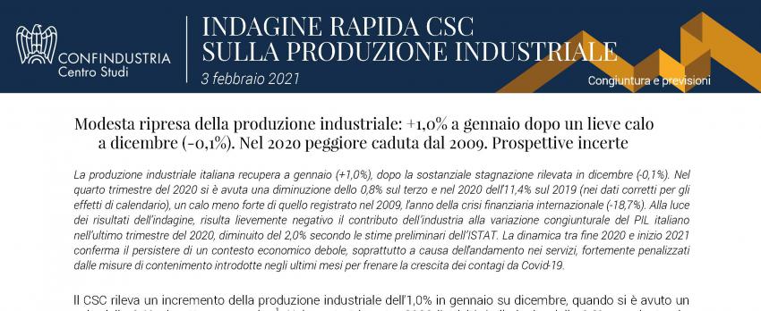 INDAGINE RAPIDA DEL CENTRO STUDI CONFINDUSTRIA | 3 FEBBRAIO 2021