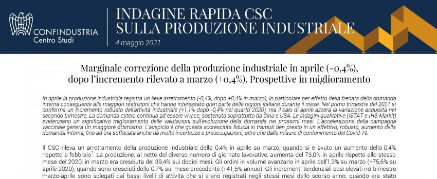 INDAGINE RAPIDA DEL CENTRO STUDI CONFINDUSTRIA |  4 maggio 2021
