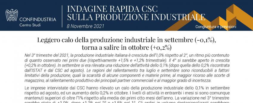 INDAGINE RAPIDA DELLA PRODUZIONE INDUSTRIALE | 8 novembre 2021