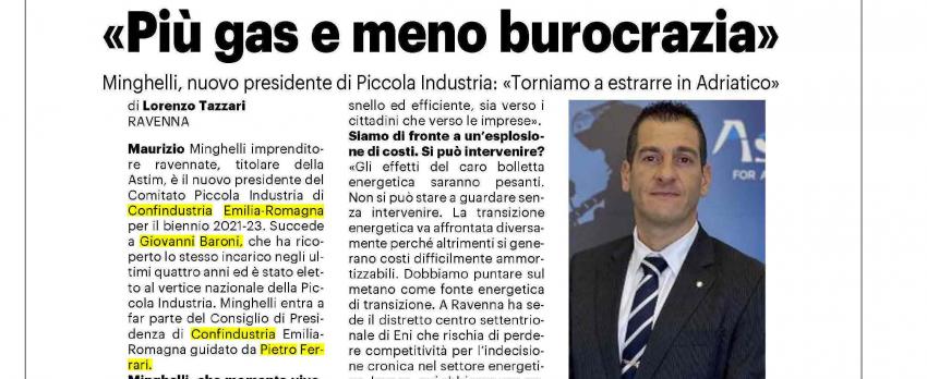INTERVISTA DEL RESTO DEL CARLINO A MINGHELLI, PRESIDENTE REGIONALE PICCOLA INDUSTRIA
