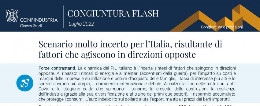 CONGIUNTURA FLASH CENTRO STUDI CONFiNDUSTRIA – luglio 2022