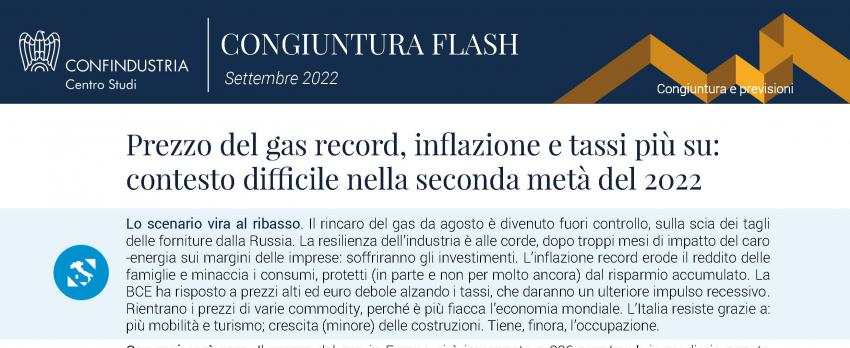 CONGIUNTURA FLASH CENTRO STUDI CONFINDUSTRIA –  SETTEMBRE 2022
