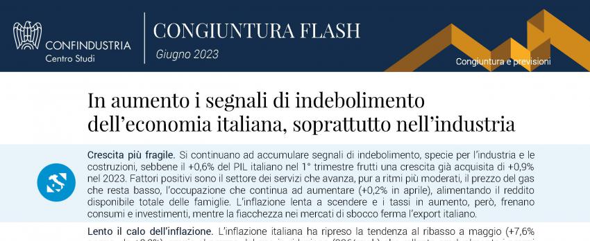 CONGIUNTURA FLASH CONFINDUSTRIA |   26 giugno 2023