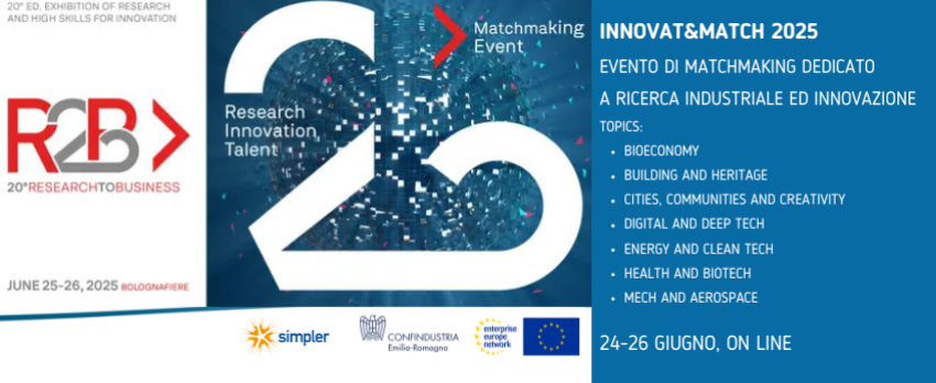 INNOVAT&MATCH 2025 | INCONTRI INDIVIDUALI ON LINE IN OCCASIONE DI R2B DAL 24 AL 26 GIUGNO 2025
