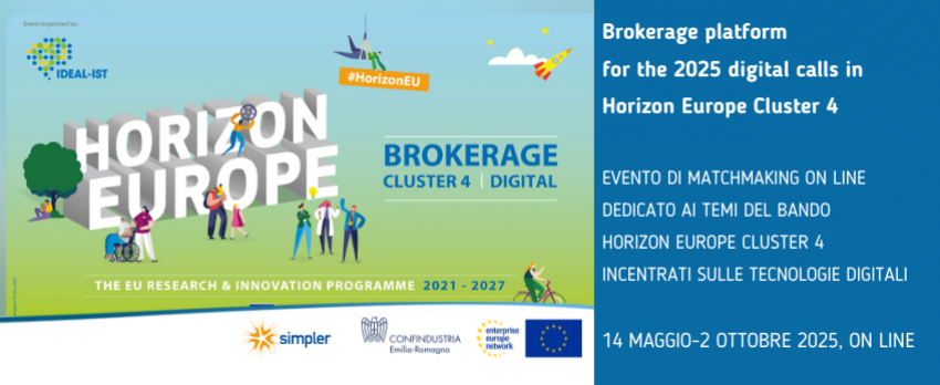 BROKERAGE EVENT BANDO HORIZON EUROPE CLUSTER 4 TECNOLOGIE DIGITALI | 2 E 3 LUGLIO 2025 AD AALBORG  E SINO AD OTTOBRE ON LINE